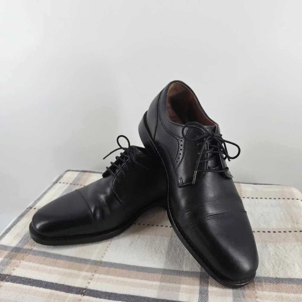 Johnston & Murphy XC4 Mens Black Leather Waterproof Cap Toe Dress Shoes 8.5